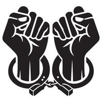 Fists With Handcuffs Silhouette Illustration For Justice and Freedom vector