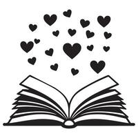 Open Book With Hearts Illustration for Love of Reading vector