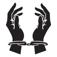 Handcuffed Hands Silhouette Illustration Symbolizing Confinement and Restriction vector