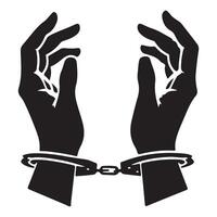 Silhouette of Hands in Handcuffs Symbolizing Crime and Justice vector