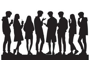 Silhouette of Group People Standing Illustration Social Gathering Concept vector