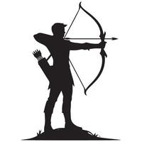Archer with Bow and Arrow Silhouette Illustration Graphic Element vector