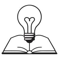 Knowledge and Ideas Light Bulb Illustration on Open Book vector