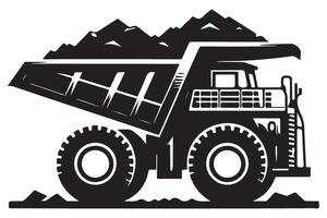 Loaded Mining Dump Truck Silhouette Illustration for Transporting vector