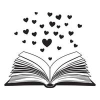 Open Book and Heart Collection Illustration Promoting Reading vector