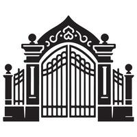 Ornate Gate Silhouette Illustration Graphic Design Element vector