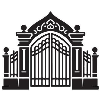 Ornate Gate Silhouette Illustration Graphic Design Element