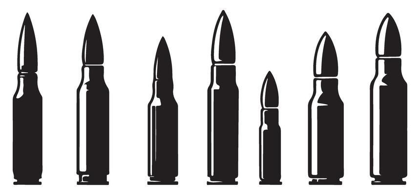 Collection of various ammunition bullet types illustration