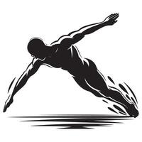 Dynamic Silhouette Swimmer Diving for Athletic Performance vector