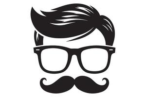 Stylish Man with Moustache and Glasses Illustration Template vector