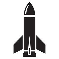 Simple Silhouette Design of an Upright Positioned Space Rocket vector