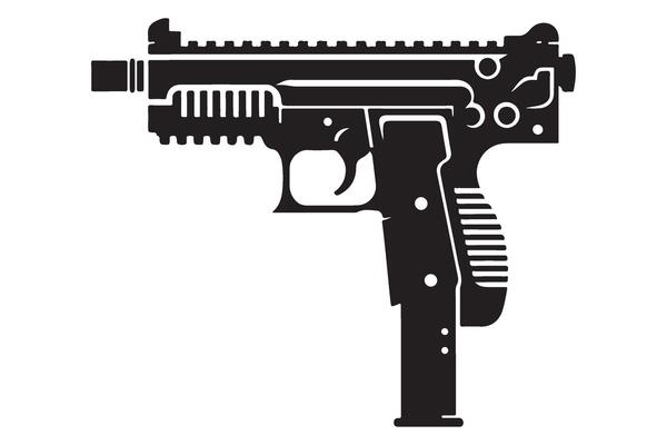 Tactical Submachine Gun Illustration Black Silhouette Graphic Design