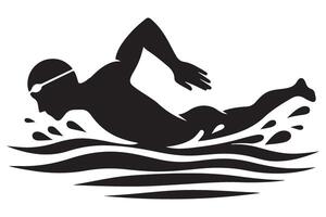 Crawling Swimmer Silhouette Graphics for Sporting Events vector