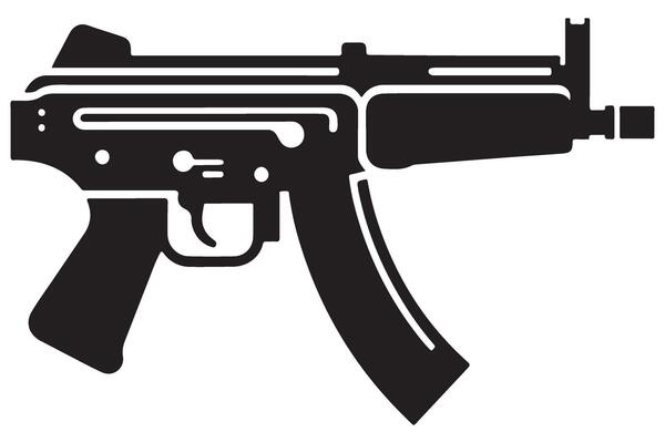 Compact Submachine Gun Black Silhouette Illustration Graphic Design