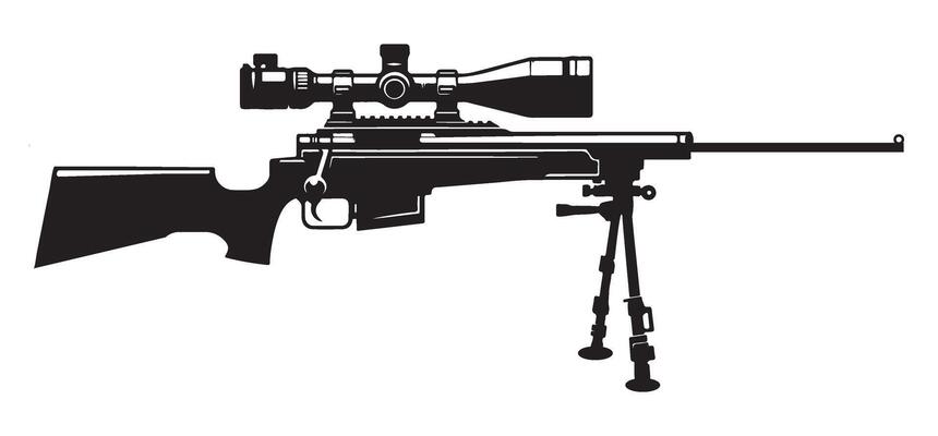 Tactical sniper rifle weapon with scope illustration