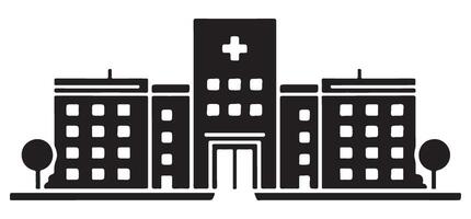 Modern Hospital Building Silhouette With Trees Graphic Design vector