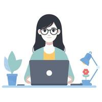 Empowered Woman Working from Home A Productive Workspace Setup vector