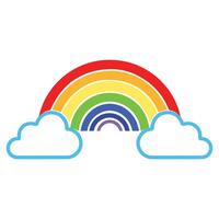 Rainbow with Clouds Illustration Colorful Arc Sky Weather vector