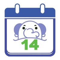Fourteenth day of the month calendar icon graphic design vector