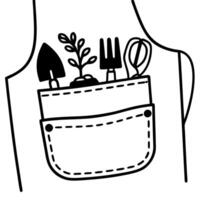 Garden tools apron pocket with seedling outline for horticulture enthusiasts vector