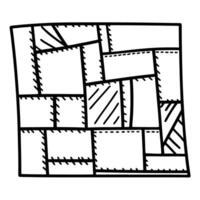 Patchwork quilt pattern black and white geometric shapes stitched textile art, fabric design vector