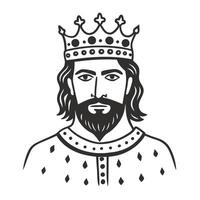 Medieval king with crown and robe, royal portrait with detailed beard and elegant attire vector