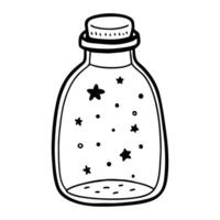 Potion bottle with stars and dots, mystical container illustration magical elixir or spell jar, fantasy art vector