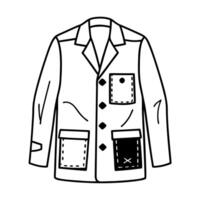 Sketch of a fashionable patchwork jacket with buttons and pockets on a plain background vector
