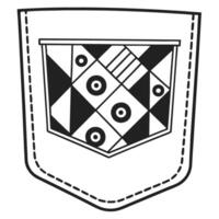 Geometric black and white pocket design with patterns and shapes vector