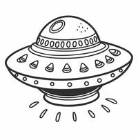 Monochrome UFO Spaceship Illustration with Alien Saucer Design vector