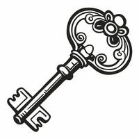 Vintage Ornate Skeleton Key Illustration for Classic Design Projects vector