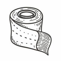 Hand Drawn Illustration of a Roll of Toilet Paper in Vintage Style vector
