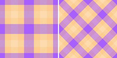 Pastel purple and peach gingham and diamond check patterns. Perfect for textile design, website backgrounds, scrapbooking, or any project needing a touch of soft elegance. Versatile, seamless repeat. vector