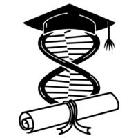 Education and science dna helix with graduation cap and diploma symbolizing success vector