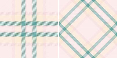 Tartan background textile of seamless check with a plaid texture fabric pattern. Set in pastel colors in current fashion trend. vector