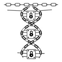 secured dna strand with padlocks and chains, symbolizing genetic data protection and privacy vector