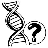 Dna strand with question mark icon genetic inquiry, science exploration, uncertainty concept illustration vector