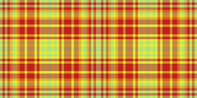 Vibrant red, yellow, and green plaid pattern. Perfect for textile designs, website backgrounds, or seasonal projects. This cheerful, geometric textile evokes warmth and energy. vector