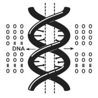 dna double helix with binary code genetic information and digital data integration concept vector