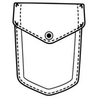 Outline of a classic pocket design with button and stitch details vector