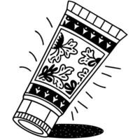 Decorative toothpaste tube illustration with floral elements and leaf pattern vector