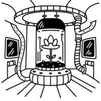 Futuristic plant growth chamber, sci fi laboratory with advanced technology vector