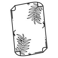 Decorative frame with leaves, outlined artistic border design, blank sheet, tropical vector