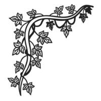 Elegant black vine design with twisting leaves creating a decorative corner border vector
