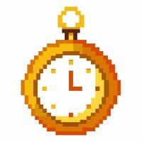 Retro Pixel Art Clock Illustration Timeless Vintage Design with 8 Bit Style vector