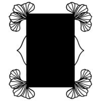 floral decorative frame with abstract flower pattern symmetrical black and white design vector