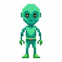 Retro Pixel Alien Character Illustration for Vintage Sci Fi Game Design vector