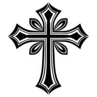 Intricate Gothic Cross Design with Ornate Detailing in Monochrome vector