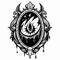 Gothic Eye Illustration in Ornate Frame with Dripping Ink Detailing vector