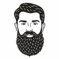 Hipster Beard Illustration with Classic Mustache Style vector